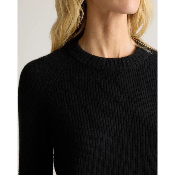 Quince Mongolian Cashmere Fisherman Crewneck Sweater Black Size M Pullover NWT - Picture 4 of 16